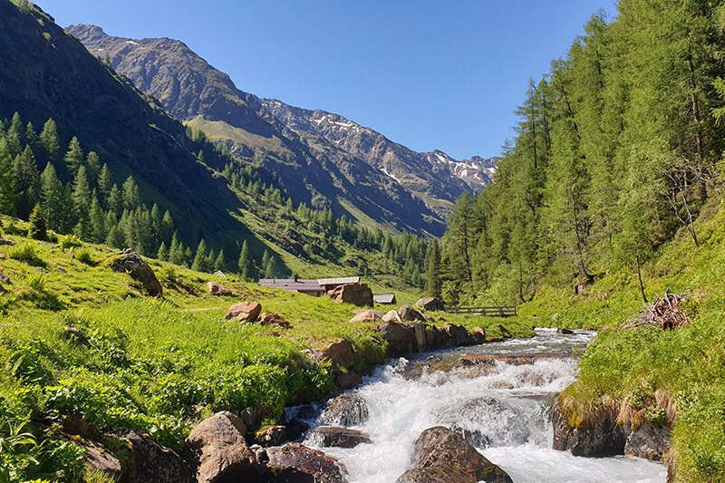 Hiking trails along the Arlberg stream in Tyrol